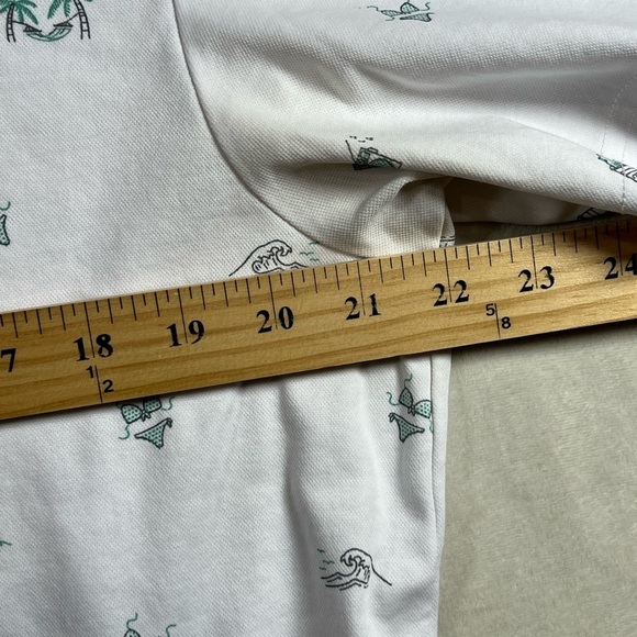 Travis Mathew Size Large All Over Pattern Bikini Summer Pattern AOP Polo Shirt - Picture 9 of 11